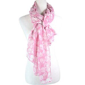Divided Pink White Skull Fairy Grunge Whimsigoth Scarf Wrap Shawl